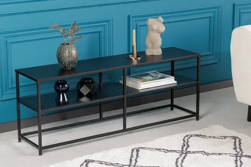 riess-ambiente.de Industrial Konsolentisch DURA Steel 120cm schwarz - Drohnen-Zubehör: Zeitloser Konsolentisch aus pulverbeschichtetem Metall mit zwei Ablagen, ideal für Flur, Wohn- oder Schlafzimmer, stabil und mit mattem Finish, max. Belastbarkeit: ca. 20 kg.