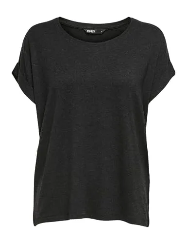 ONLY Damen Onlmoster S/S O-Neck Top Noos JRS, Dark Grey Melange, M