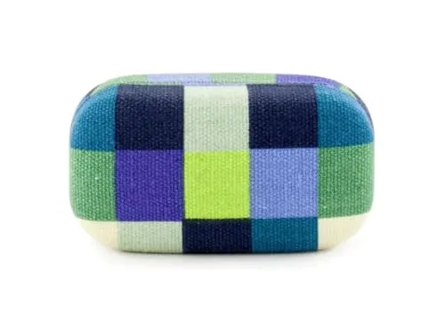 WESTCRAFT tragbares kleines Schmuckkästchen Etui, Reise Schmuckaufbewahrung für Damen, Schmuckbox Schmuckschatulle Jewelry Box - verstaut Schmuck wie Ringe, Ohrringe (Oval Kariert Grün)