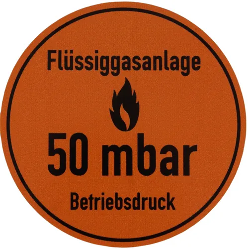 Betriebsdruckaufkleber 50 mbar Aufkleber Gas Druck Pflicht für G607 Gasprüfung