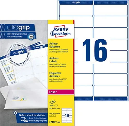 Adress-Etiketten ultragrip 99,1x33,9 mm von Avery Zweckform