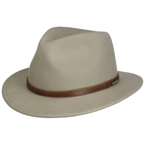 Stetson Scotstown Traveller Wollhut - Eleganter Filzhut mit Ledergarniturband - Eleganter Wollhut für Damen und Herren, ideal für Reisen. Wasserabweisend und strapazierfähig, bietet er perfekten Schutz und langlebigen Tragekomfort in stilvollem Design.