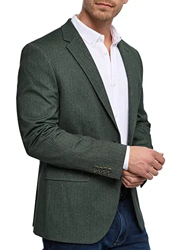 JEFF Herren Oscar Sakko mit Stretch – Stilvolle Anzugjacke im Fischgrätenmuster - Elegantes Herrenjackett mit 2 Knöpfen, schmalem Reverskragen und praktischen Taschen. Ideal für jeden Anlass, bietet es Komfort und einen modernen Look. Regular Fit für optimale Passform.
