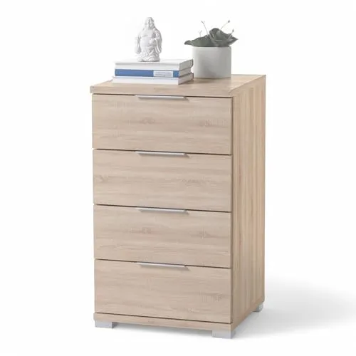 Boxxx Nachtschrank in Sonoma Eiche - Moderne Nachttische mit 4 Schubladen, ideal für stilvolle Schlafzimmer. Der Nachtschrank überzeugt mit rustikalem Charme und beständiger Melaminoberfläche.