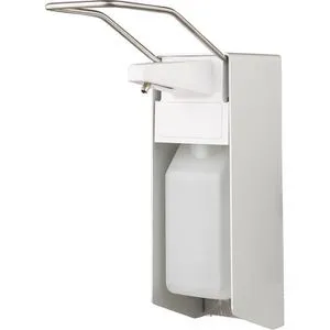 Böttcher-AG Seifenspender Premium Line, Armhebel, zur Wandmontage, Aluminium, silber/weiß, 500ml