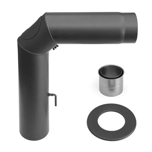 raik Rauchrohr Set 120 mm gussgrau mit Bogen und Reinigungsöffnung - Vielseitiges 3-teiliges Rauchrohr Set mit 90° Bogen und integrierter Reinigungsöffnung. Aus robustem 2 mm Stahlblech gefertigt, ideal für sichere Abgasführung von Kaminöfen und Holzvergasern. Langlebig und pflegeleicht dank hochwertiger Senotherm-Beschichtung.
