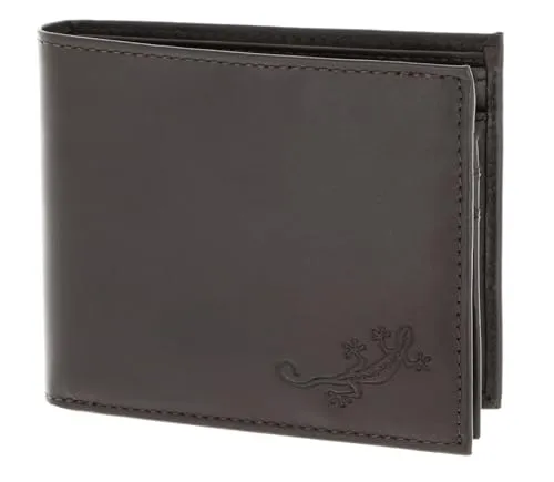 Oxmox Leder Geldbörse Leather RFID Protect Querscheinbörse Lizard 2.0 Embossed Brown Dunkelbraun