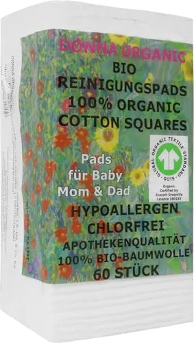 Bio Reinigungspads 60 Stück | Extra Grosse Maxi Pads | 100% Bio-Baumwolle | GOTS-Zertifiziert | Dønna Ørganic | (Extra Groß, 1.0, stück)