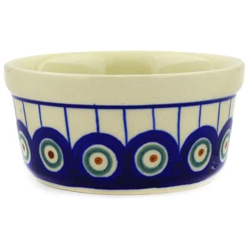 Unbekannt Original Bunzlauer Keramik Dessertschale Ø9,0cm Creme Brulee Soufflee-Förmchen Ragout fin Dip Schale Würzfleisch Auflaufform-Schälchen mit 100 ml für Desserts, Muffins, Pasteten im Dekor 8