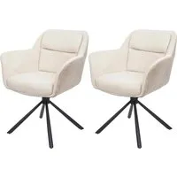 2er-Set Esszimmerstuhl MCW-K33, drehbar und stilvoll - Stühle für Esszimmer und Küche, drehbar und mit hochwertigem Kunstlederbezug in creme, ideal für elegantes Wohnen.