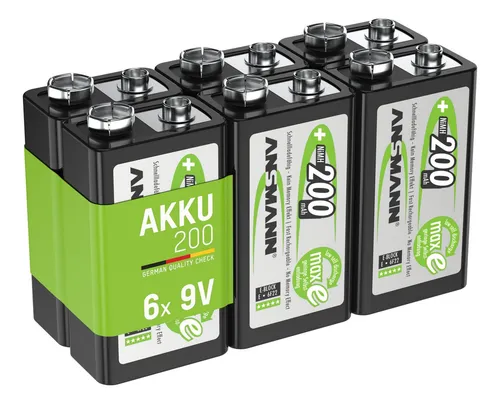 ANSMANN AG Akku 9V 200mAh E-Block NiMH – 1000x wiederaufladbar - Standard-Akkus mit hoher Kapazität und geringer Selbstentladung, ideal für anspruchsvolle Geräte wie Taschenlampen und Digitalkameras. Schnelladefähig und umweltfreundlich.