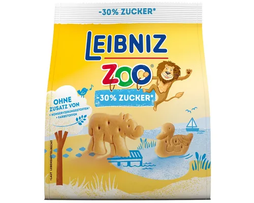 LEIBNIZ Zoo Kekse, knusprig mit 30% weniger Zucker, 125g - Leckere Plätzchen für Groß und Klein, ideal für den Snack zwischendurch. Genießen Sie die knusprige Textur und den reduzierten Zuckergehalt.