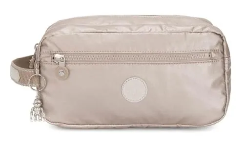 Kipling Basic Agot Toiletry Bag M - Metallic Glow Beige - Kulturbeutel aus 100% Polyamid im trendigen Metallic Glow, ideal für Reisen und das tägliche Leben, inklusive praktischer Gorilla-Applikation.