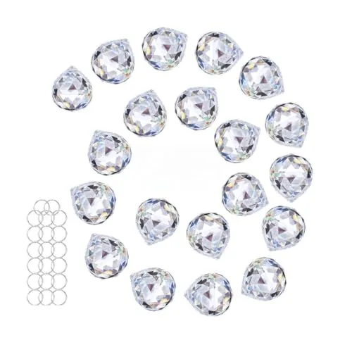 Crystalsuncatcher Prismen-Anhänger für Feng Shui, Wahrsagung oder Hochzeit, Zuhause, Büro, 40 mm, transparent, 20 Stück