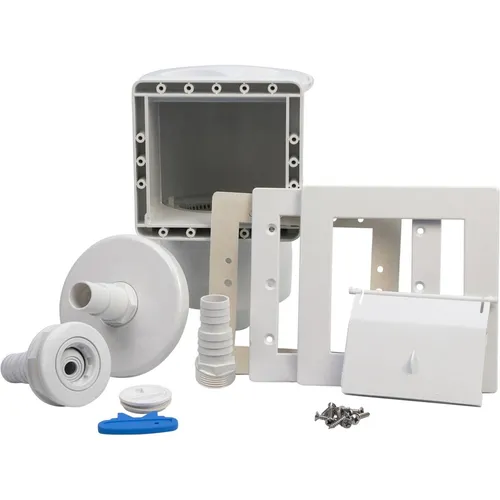 Einbauskimmer für Pools - Komplettset in Weiß - Skimmersystem für Aufstell- und Einbaubecken, inklusive Bodensaugeranschluss und Winterverschlusskappe. Ideal für sauberes Poolwasser und einfache Montage.