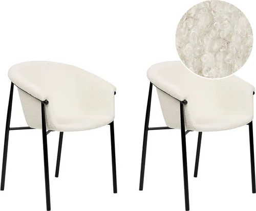 BELIANI Esszimmerstuhl 2er Set Cremeweiß Bouclé