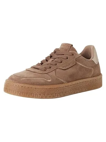 Tamaris Damen Schnürer Leder beige 38 - Damen-Sneaker mit sportlich-modernem Look, Wechselfußbett und COMFORT-Lining für höchsten Tragekomfort. Ideal für Freizeitoutfits und urbanen Stil.