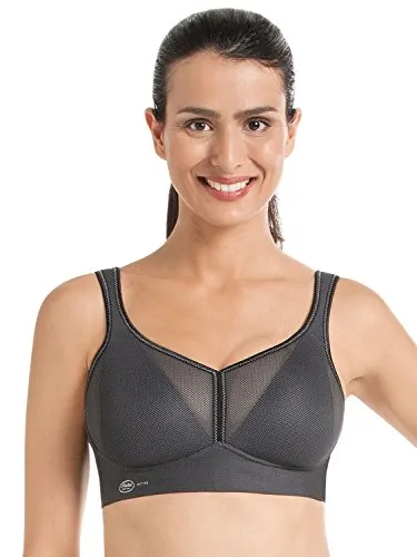 Anita Active Damen air Control DeltaPad Sport-BH, Grau (Anthrazit 408), 70F - Funktionsunterwäsche für optimalen Halt und Komfort beim Sport, mit innovativen DeltaPad für eine perfekte Passform.