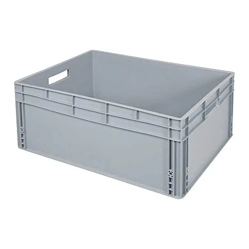 Euro-Stapelbehälter mit 2 Durchfassgriffen, LxBxH 800x600x320 mm, grau