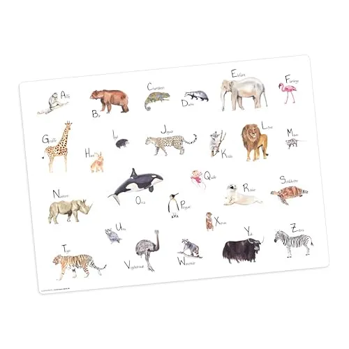 Tischset | Platzset abwaschbar – Tier ABC – 44 x 32 cm – aus hochwertigem Vinyl