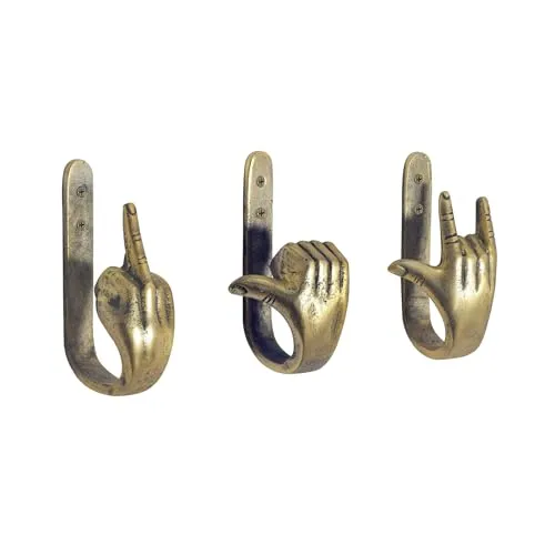 invicta INTERIOR 3er Set Kleiderhaken Fingers in Messing in gold von Invicta Interior