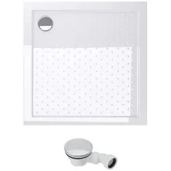 doporro Duschwanne Duschtasse Anti-Rutsch flach aus Acryl DIN-Anschlüsse Lucia1AR, Quadratisch, mit AL02 weiß Quadratisch