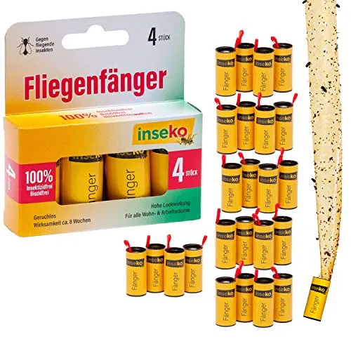 inseko 24x Fliegenfalle – Premium Fliegenfänger & Fruchtfliegenfalle für Küche & Haushalt – umweltfreundlich & giftfrei – Fliegenabwehr
