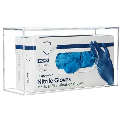 KOEMEHR Acryl Wandhalter für Einmalhandschuhe, Wandhalterung handschuhhalter Wand Handschuhspender für Einweghandschuhe aus Vinyl, Latex, Nitril, Transparent