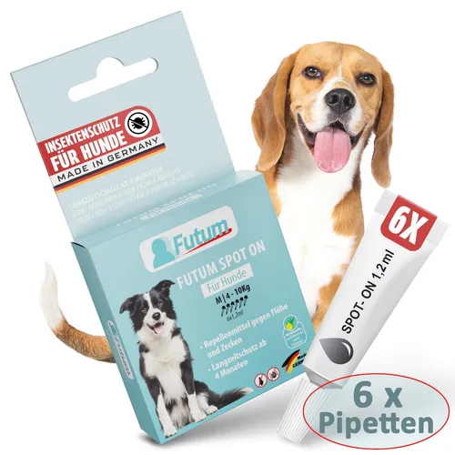 FUTUM 6x1,2ml Spot on für Hunde 4-10Kg Repellent-Mittel gegen Flöhe und Zecken