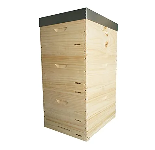 APIFORMES Lorenzo Langstroth Beute - 10 Waben Holzbeute- 3 Zarge 30 Rähmchen Abspergitter Innendeckel Blechdach Imkerei Imkereibedarf