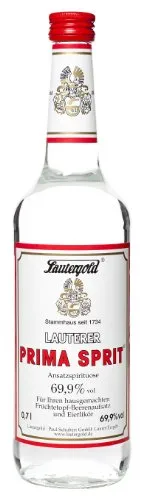 Lauterer Prima Sprit 0,7l 69,9% vol. Ansatzspirituose Trinkalkohol Weingeist Neutral Alkohol Ethanol