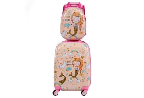 COSTWAY Kinderkoffer Reisegepäck, 2tlg Kinderkoffer + Rucksack