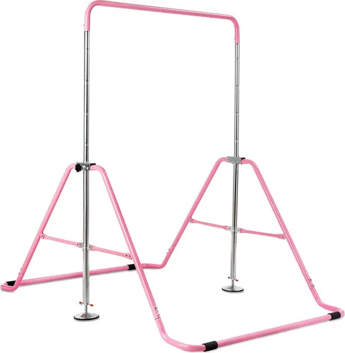 COSTWAY Gymnastikstange Kinder, Faltbare Reckstange höhenverstellbar 90-130cm, horizontale Turnstange, Turnreck, Turngeräte für Kinder von 3-7 Jahren