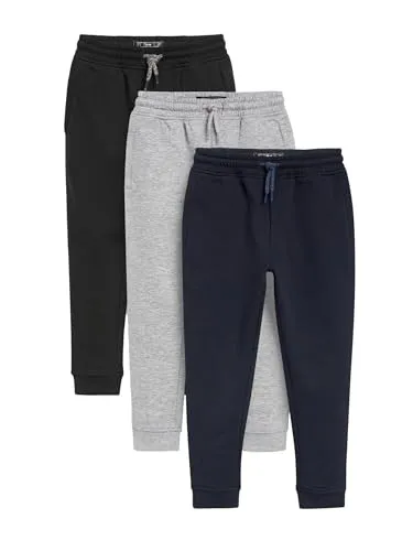 NEXT Jungen Jogginghose im Slim Fit, 3er Pack Black/Grey/Charcoal 104