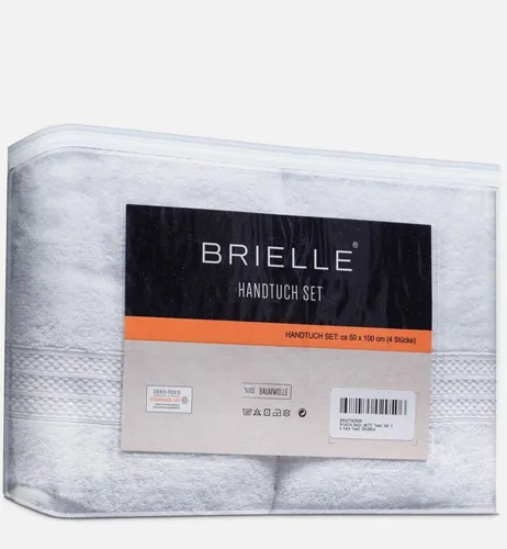 Brielle Handtuch Set 4× 50×100 cm – Badetücher 100 % Baumwolle weiß weich NEU