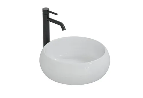 HAGO Aufsatzwaschbecken Keramik Ø350x120mm – Elegantes Kieselstein-Design - Waschbecken aus hochwertiger, kratzfester Keramik mit einzigartigem Kieselstein-Design. Ideal für stilvolle Badezimmer und einfache Montage auf verschiedenen Möbelstücken.