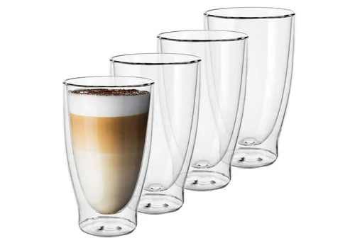 GENTOR Gläser-Set GENTOR Glas Set Doppelwandige Gläser 2er Set Wasserglas Saftglas Krist, 2-teilige Latte Macciatto Doppelwand 400ml
