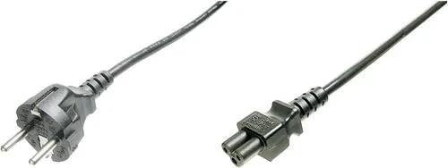 Digitus Strom Anschlusskabel 1x Schutzkontakt-Stecker - 120 cm schwarzes Kleeblatt-Stromkabel, ideal für vielseitige Anwendungen