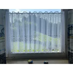 Gardinen Kranzusch Scheibengardine Jacquard grafisch 70x143 cm H/B Weiß