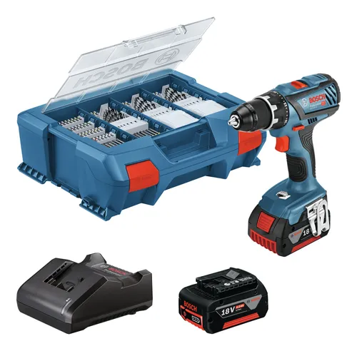 Bosch Professional Akku-Bohrschrauber GSR 18V-28 mit 2x Akku 4 Ah - Akkuschrauber mit L-Case Pick & Click, leistungsstark und ideal für professionelle Anwendungen und vielseitige Projekte.