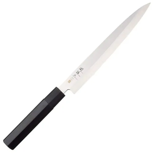 KAI Seki Magoroku Kinju und Hekiju Yanagiba 18 cm - Handgefertigtes Sushi und Sashimi Messer - Kochmesser mit 18 cm Klingenlänge, aus 8A solid & SUS420J2-Stahl, ideal für präzise Sushi- und Sashimi-Zubereitung. Ergonomischer Pakkaholzgriff sorgt für perfekte Handhabung.