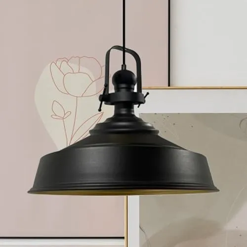 bamyum Asletl Pendelleuchte Schwarz Gold Ø40 cm - Industrielle Hängelampe für Küche und Esszimmer, höhenverstellbar mit modernem Vintage-Design – ideal für stilvolle Akzente in Ihrem Zuhause.