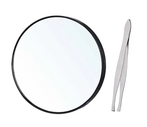 Berilo KOSMETIKSPIEGEL 5-Fach mit Pinzette Saugnapf Rasierspiegel Schminkspiegel Make-Up Spiegel 17