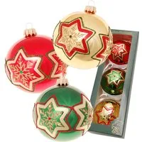 Krebs Glas Lauscha Weihnachtskugeln Sterne 3-tlg. 8cm