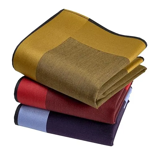 Taschentücher aus hochwertigem Stoff, 100 % gekämmte Baumwolle, 45 cm x 45 cm, 3 Stück, Modell A13