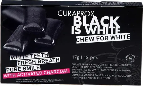 CURAPROX Black is White Kaugummi Blister mit 12 Dragees