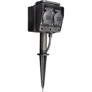 McPower Gartensteckdose 1300382, mit Erdspieß, 4-fach, aus Kunststoff, für außen, mit 3 m Kabel