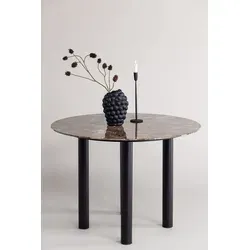 Venture Home Tisch Havsten Schwarz - Esstisch mit runder Marmor-Imitationstischplatte und stabilen Metallbeinen, ideal für gesellige Mahlzeiten und stilvolle Einrichtung.