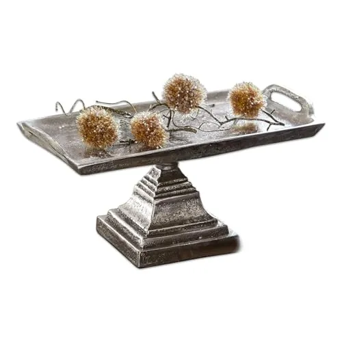 Loberon Etagere Samson - Zeitlose Servierplatte mit zwei Griffen - Tortenständer aus antikveredelt Aluminium, ideal als Tischdeko und langlebig durch nachhaltige Materialien, eine stilvolle Zierde für jede Tafel.