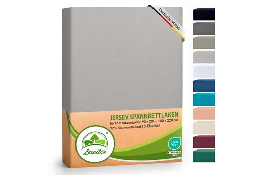 leevitex® Spannbettlaken Luxus Elasthan Jersey Spannbettlaken, Gummizug: Rundum-Gummizug